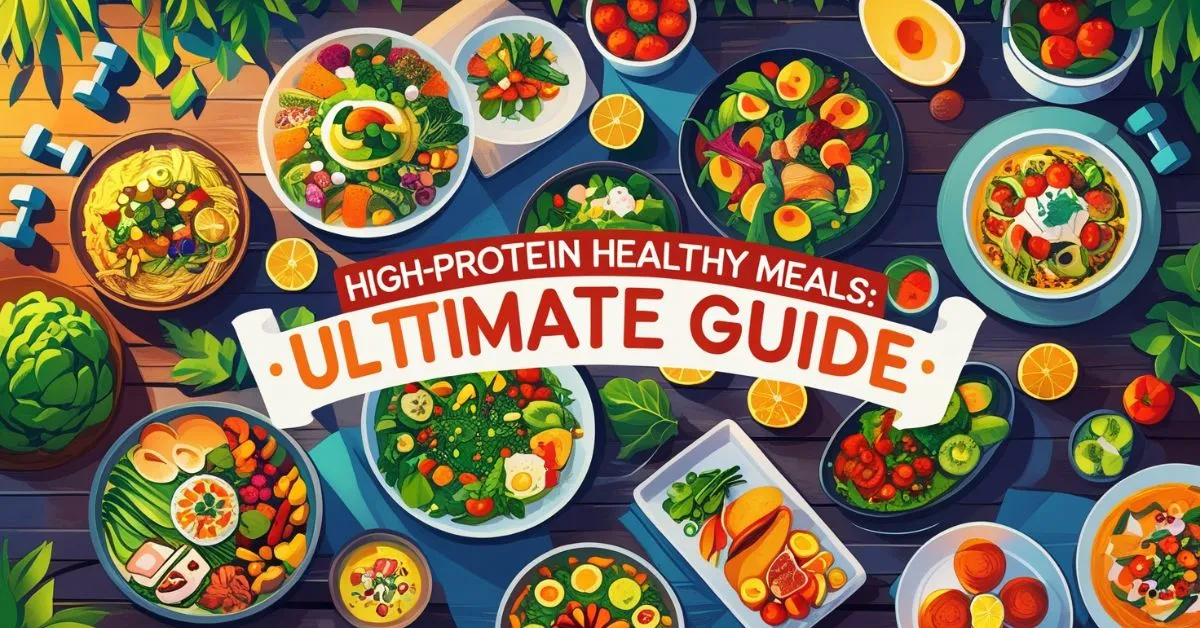A balanced high-protein meal featuring grilled chicken, quinoa, and steamed vegetables, providing a nutritious and protein-packed diet for health and muscle growth.